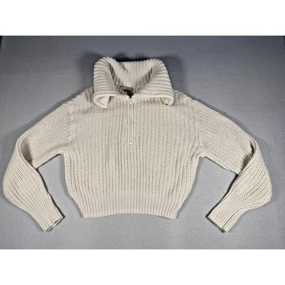 American Eagle Outfitters Sweaters - American Eagle Women's Chunky Knit Quarter Zip Pullover Sweater MEDIUM Cream